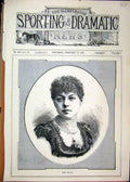 Original Old Antique Print Portrait Miss Amalia 1882 Beautiful Woman Victorian