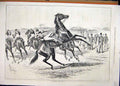 Original Old Antique Print 1878 Horse Rearing Falling Jockey Race Course 19th