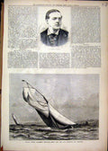 Old Antique Print Portrait Aubrey Coventry 1878 Royal Yacht Regatta Race 19th