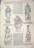 Original Old Antique Print 1879 Captions Women Men Stick Theatre 19th
