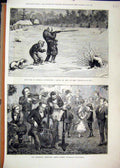 Old Antique Print 1877 Children Christmas Party Music Pot-Hunters America 19th