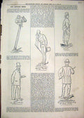 Original Old Antique Print 1879 Captions Hobby Horse Man Top Hat Woman Victorian