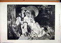 Original Old Antique Print 1883 Beautiful Women Parasol Bird Nest Fine Art 19th