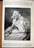 Old Antique Print Woman Beautiful Dress Ball 1889 Sitting Chair Fine Art 19th