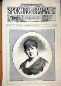 Original Old Antique Print Portrait Maria Durand 1883 Earings Dress Victorian