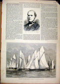 Original Old Antique Print 1877 Portrait Verrall Clerk Whistling Breeze Channel