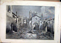 Original Old Antique Print 1875 Scene Victorien Sardou Play La Haine Dead Street