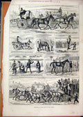 Old Antique Print 1874 Sketches Horses Coach Donkey Winner Race Children 19th