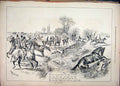 Original Old Antique Print 1877 Fox Hunting Horses Jumping Brook Water Falling