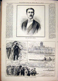 Old Antique Print Late Prince Imperial 1879 Sketches Henley Regatta Boats 19th