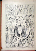 Original Old Antique Print 1889 Fancy Dress Ball Glasgow Costume King Niven Dunn