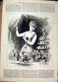 Original Old Antique Print Woman Pretty Perfumer 1879 Flowers Selling Victorian