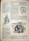 Original Old Antique Print 1879 Hot Air Balloon Men Round Hats Chair Victorian