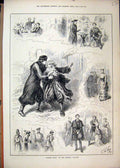 Original Old Antique Print Scenes Called Back 1884 Prince Theatre Romance Sier
