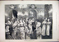 Original Old Antique Print 1885 Christmas Eve Ladies Retreat Dancing Dresses