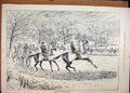 Original Old Antique Print 1890 Exercising Race Horses Straw Country Scene 19th