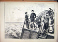 Original Old Antique Print Sketch Board Channel Steamer 1880 Stormy Sea 19th