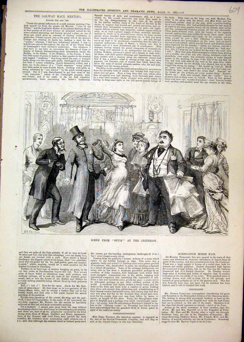 Original Old Antique Print 1879 Scene Betsy Criterion Theatre Dancing Victorian