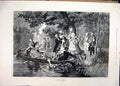 Original Old Antique Print 1878 Men Woman Boat Lake Romance Country Scene 19th