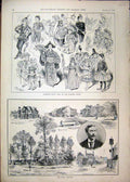 Old Antique Print Essex Beagles Whips Cross 1892 Fancy Ball Mansion House 19th