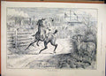 Original Old Antique Print 1888 Man Horse Donkey Train Railway 19th