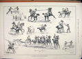 Original Old Antique Print Sketches Military Tournament 1883 Horse Wrestling