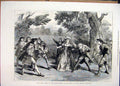Original Old Antique Print 1879 Scene Aesop Gen Bubble Theatre Birmingham Wales