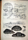 Original Old Antique Print 1893 Hampton Court Dittons Aquatic Sports Cannington