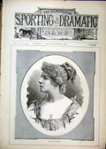 Original Old Antique Print 1892 Portrait Maud Elmore Beautiful Woman Victorian