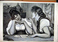 Original Old Antique Print 1894 Women Sitting Table Advice Letter Fine Art 19th