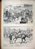 Original Old Antique Print 1893 Horse Racing Goodwood Hill Jockey 19th