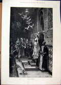 Original Old Antique Print Musical Honours 1891 Beautiful Woman Birds Fine Art