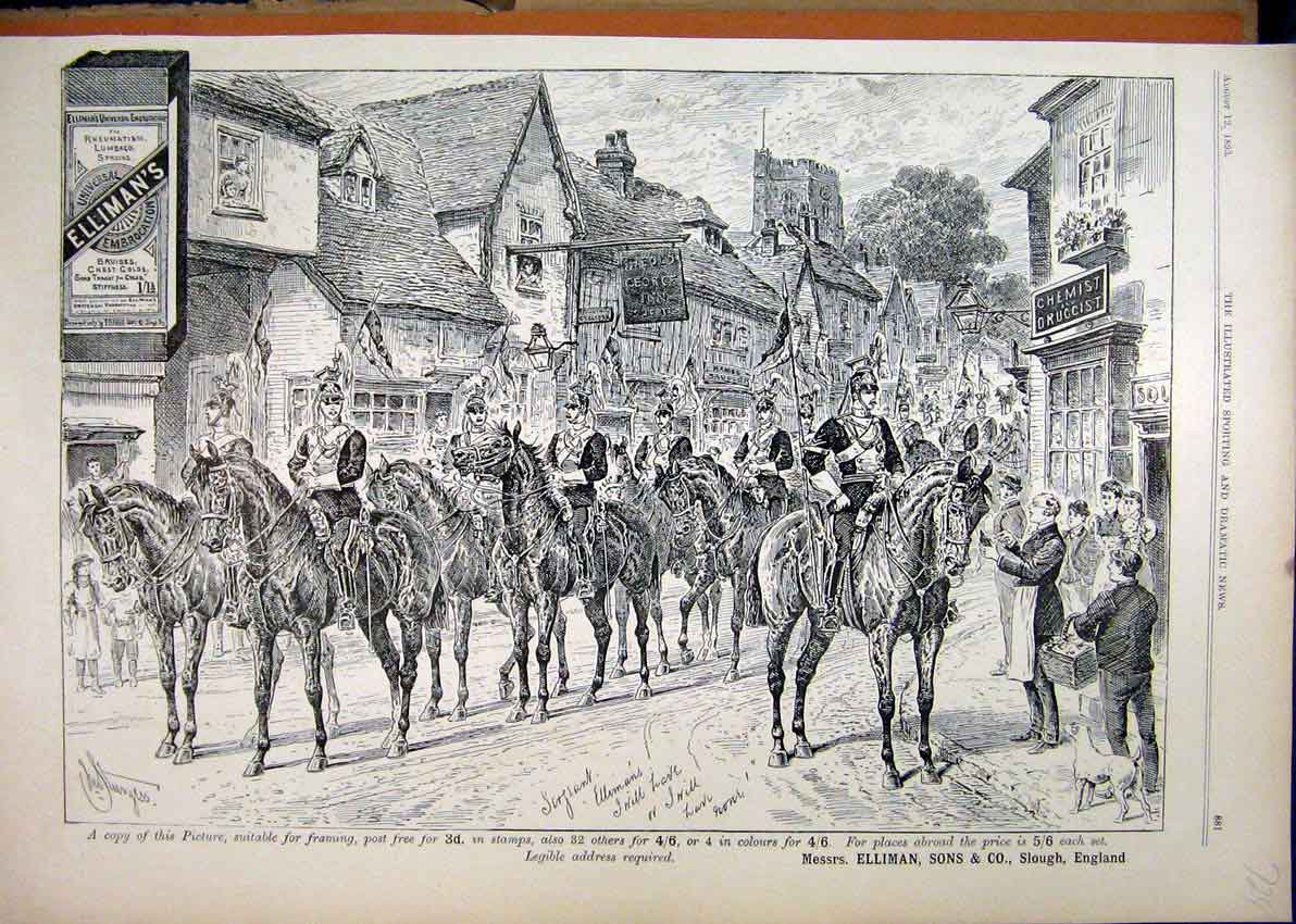 Original Old Antique Print Advert Ellimans Embrocation 1893 Horses Sier 19th