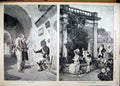 Original Old Antique Print 1893 Men Music Letter Guard Romance Garden Flowers