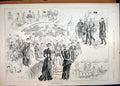 Original Old Antique Print 1893 Cowes Regatta Week Beautiful Women Lawn Boat