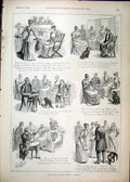 Old Antique Print Fox Hunting 1894 Country Scenes Jumping Hedges Sketches 19th