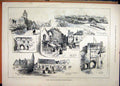 Original Old Antique Print 1887 Royal Winchester Westgate Kinsgate Church Statue