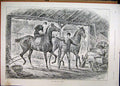 Original Old Antique Print 1891 Man Leading Horses Stable Chicken Cart Victorian