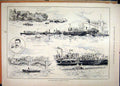 Original Old Antique Print International Sculling 1886 William Beach Teemer Boat