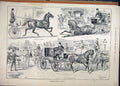 Original Old Antique Print Horses Coach Falling 1890 Policman Street Victorian