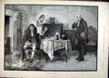 Original Old Antique Print 1892 Men Sitting Table Valentine Basket Room Fine Art