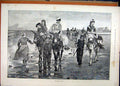 Original Old Antique Print 1888 Donkey Rides Beach Young Children Sea Scene 19th