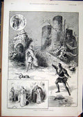 Original Old Antique Print 1892 Scene Hamlet Haymarket Theatre 19th