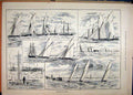 Original Old Antique Print 1886 Yachting Ryde Signal Station Town Cup Noman 19th