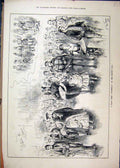 Original Old Antique Print 1886 Fancy Dress Cinderella Princes Hall Dancing 19th