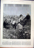Original Old Antique Print 1882 Duke Edinburgh Marie Roze Concert Music College