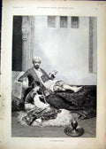 Original Old Antique Print 1892 Eastern Lullaby Woman Singing Music Man Fine Art