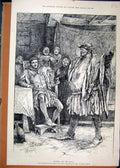 Original Old Antique Print Scene Falstaff Prince 1890 King Henry Theatre 19th