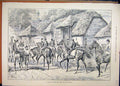 Original Old Antique Print Horses 1887 Work Field Downs Cart Farmyard Barn 19th