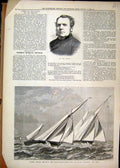 Original Old Antique Print Portrait Sheldon 1878 Royal Torbay Regatta Jullanar